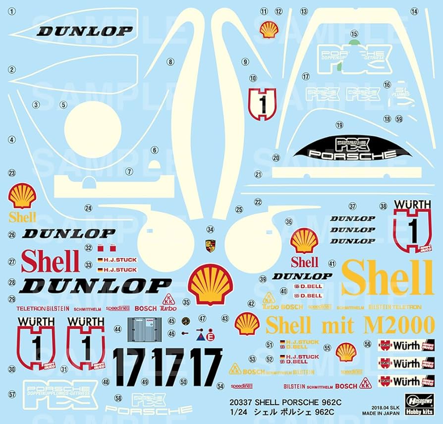 Shell Porsche 962C 限定版 20337 Amazon.com: Hasegawa 1/24 Shell Porsche 962C Model Car 20337